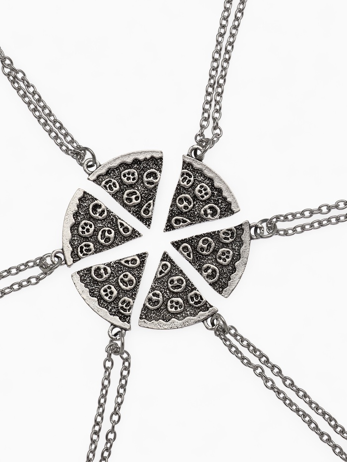 Кулоны парные на цепочке «Неразлучники», круг пиццы, цвет чернёное серебро, 45 см - Фото 1