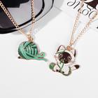 Кулоны парные «Котик с клубочком», 45 см, цветные в золоте - Фото 2