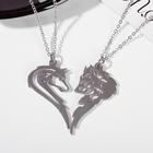 Кулоны парные на цепочке «Волк и волчица», цвет серебро, 45 см - Фото 2