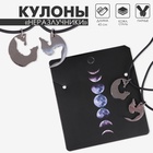 Кулоны на шнурке «Неразлучники» волки в диске, цвет чёрный в серебре, 45 см - фото 31099373