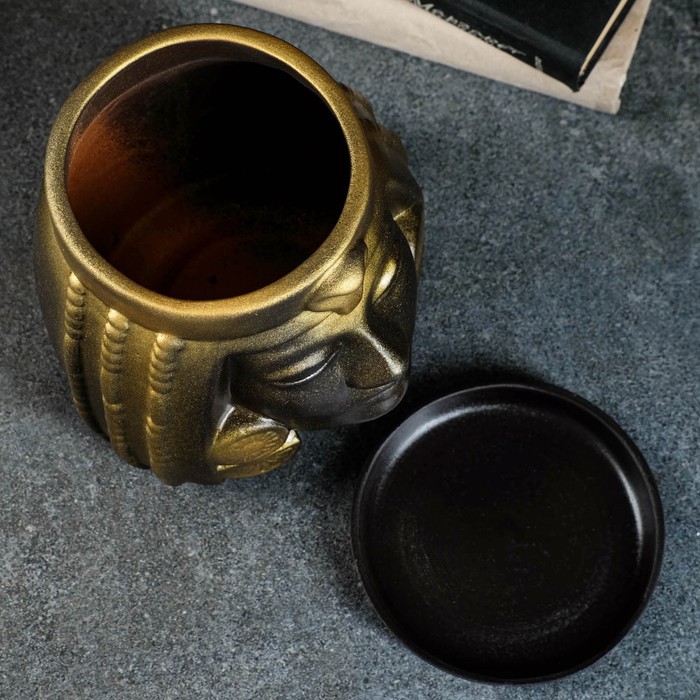 Горшок - органайзер "Клеопатра" черный с золотом, 1,6л/ 16х17х16см - фото 1908700381