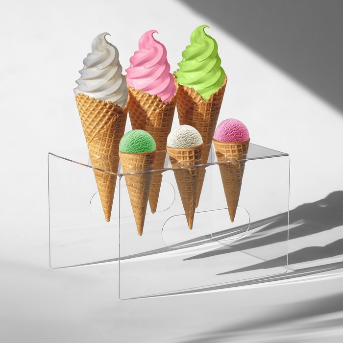 Подставка под мороженое 25×18×15, оргстекло 2 мм, d=4 см, цвет прозрачный, В ЗАЩИТНОЙ ПЛЁНКЕ - фото 1889592925