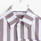 Рубашка для мальчика MINAKU: Cotton collection, цвет коричневый/белый, рост 134 см - Фото 8