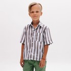 Рубашка для мальчика MINAKU: Cotton collection, цвет коричневый/белый, рост 152 см - фото 26312216