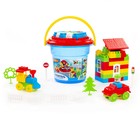 Конструктор «Строитель» 84 эл в ведре с крышкой - Фото 1