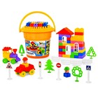 Конструктор «Строитель» 84 эл в ведре с крышкой - Фото 7