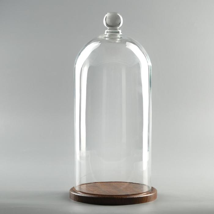 Стеклянный купол - клош с шариком на подставке «Родрик», 34×15 см, коричневый