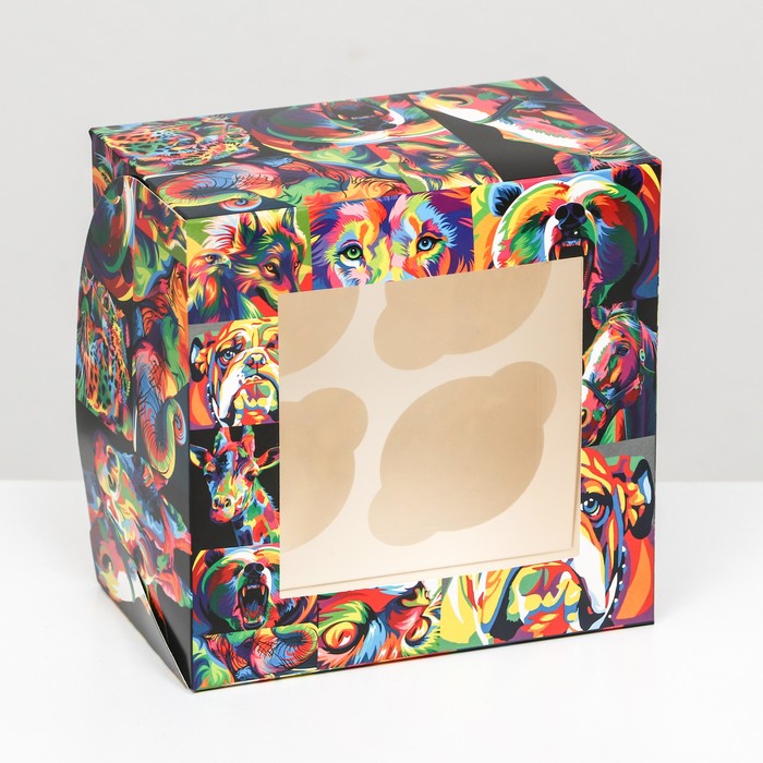 Упаковка на 4 капкейков с окном "Сафари", 16 х 16 х 10 см - Фото 1