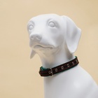 Ошейник кожаный усиленный капроном с полукольцом, 55×2.5 см, ОШ 27-53 см, чёрный - Фото 2