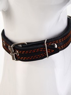 Ошейник кожаный усиленный капроном с полукольцом, 55×2.5 см, ОШ 27-53 см, чёрный - Фото 13