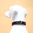 Ошейник кожаный усиленный капроном с полукольцом, 55×2.5 см, ОШ 27-53 см, чёрный - Фото 3