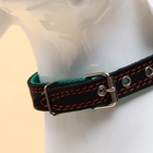 Ошейник кожаный усиленный капроном с полукольцом, 55×2.5 см, ОШ 27-53 см, чёрный - Фото 4