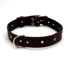 Ошейник кожаный тисненый на фетре, безразмерный, 64 х 3,5 см, ОШ 31-60 см, коричневый - Фото 3