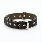 Ошейник комбинированный безразмерный, кожа/брезент, 65×3.5 см, ОШ 31-61 см, чёрный - Фото 3
