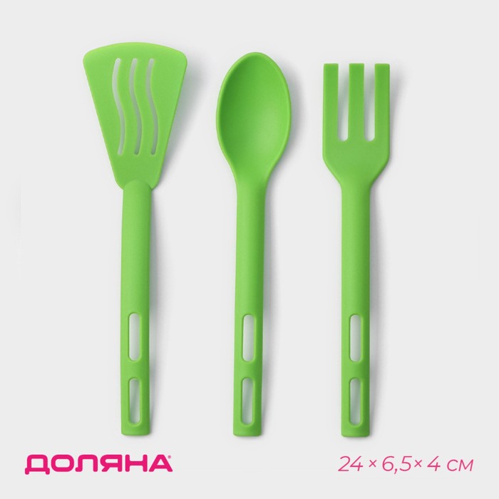 Набор кухонных принадлежностей Доляна «Глори», 3 шт., зелёный - Фото 1