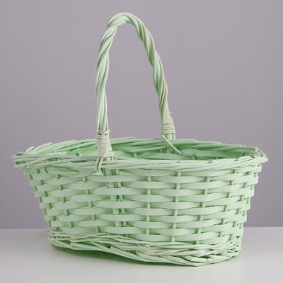 Корзина плетёная, ива, 30×21×12×25 см, светло-салатовый