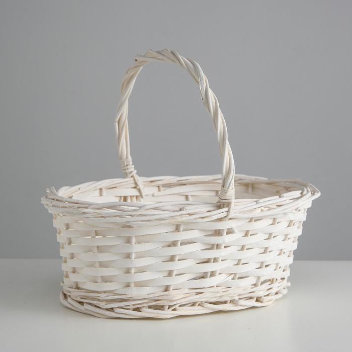 Корзина плетёная Laura, ива, 30×21×12×25 см, белый - Фото 1