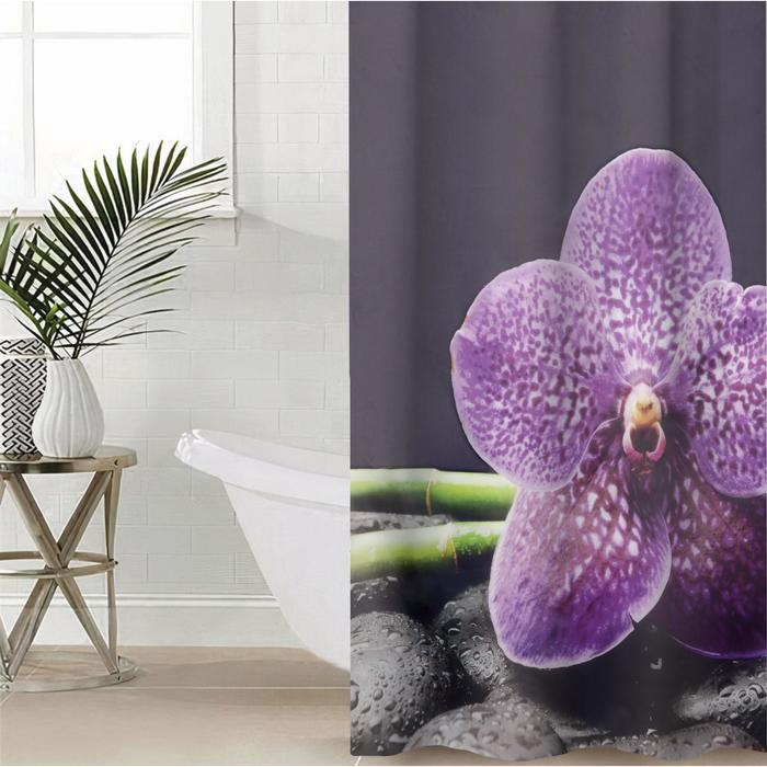 Штора для ванной «Фиолетовая орхидея», 145×180 см, оксфорд - Фото 1