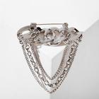 Брошь «Цепочка» крупные звенья, цвет белый в серебре - Фото 3