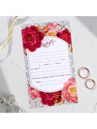 Приглашение на свадьбу с тиснением «Пионы», на пластике 5437226
