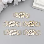 Декор для творчества металл пряжка "Бабочки" золото, стразы 1,5х3,8 см (комплект 5 шт) - фото 21276519