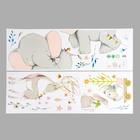 Наклейка пластик интерьерная цветная "Слоник с машинкой и зверятами" 60х90 см - фото 61876682