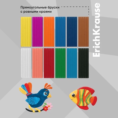 Пластилин ErichKrause Basic light pack, 12 цветов, 192 г, европодвес, в пакете