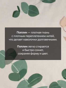 Комплект наволочек «Этель. Эвкалипт (вид 1)», 50×70 см, 2 шт., поплин, хлопок 100%