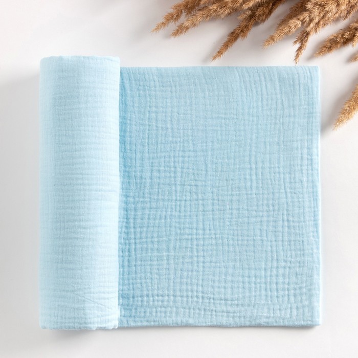 Пелёнка муслиновая Крошка Я «Light blue», 135×100 см, двухслойная, 100 % хлопок - Фото 1