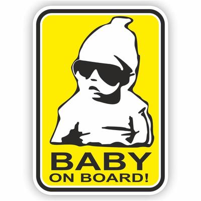 Наклейка "Baby on board черные очки", цветная, 10 х 15 см