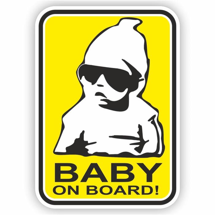 Наклейка "Baby on board черные очки", цветная, 10 х 15 см - Фото 1