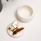Шкатулка керамика "Золотая бабочка" 6,5х6,5х6,5 см - Фото 2