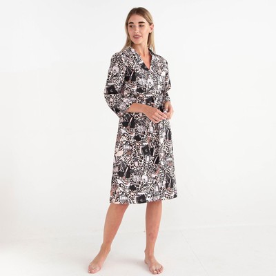 Халат женский Этель «Леопард» рукав 3/4, размер 50-52, вафля 200 г/м², 100% хлопок