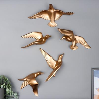 Панно, настенный декор «Чайка», полистоун под золото, МИКС