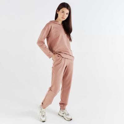 Костюм женский (худи, брюки) MINAKU: Casual Collection, размер 46, бежевый