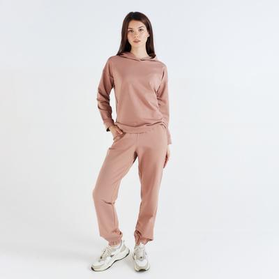 Костюм женский (худи, брюки) MINAKU: Casual Collection, размер 48, бежевый