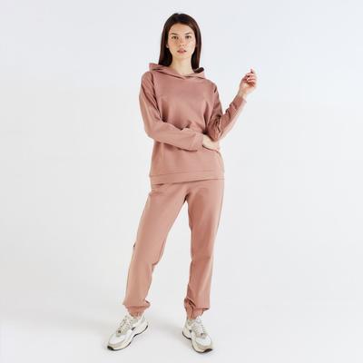 Костюм женский (худи, брюки) MINAKU: Casual Collection, размер 48, бежевый