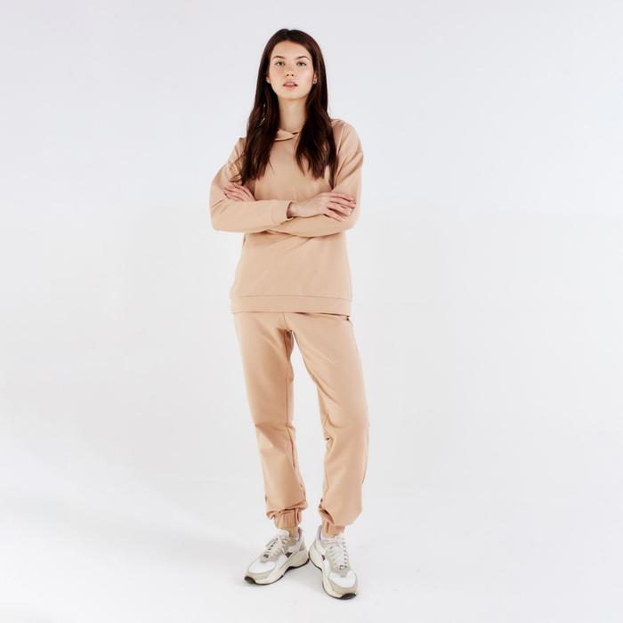 Костюм женский (худи, брюки) MINAKU: Casual Collection цвет песочный, размер 44 - Фото 1