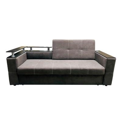 Диван прямой «ШЭЛФ», с полками, спальное место 1350×1950 мм, искусственная замша, цвет шоколад