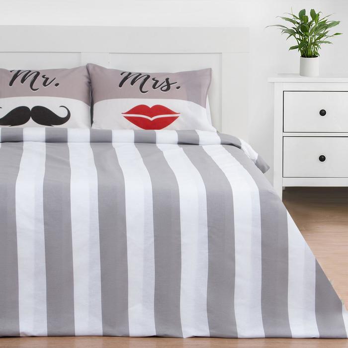 Комплект: пододеяльник и 2 наволочки Mr&Mrs 200*217 см, 50*70 см - 2 шт, 100% хлопок