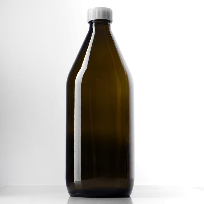 Бутылка для реактивов с завинчивающейся полипропиленовой крышкой 1000 мл, темное стекло - Фото 1
