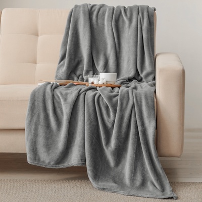 Плед «Этель», 200×220 см, корал-флис, серый