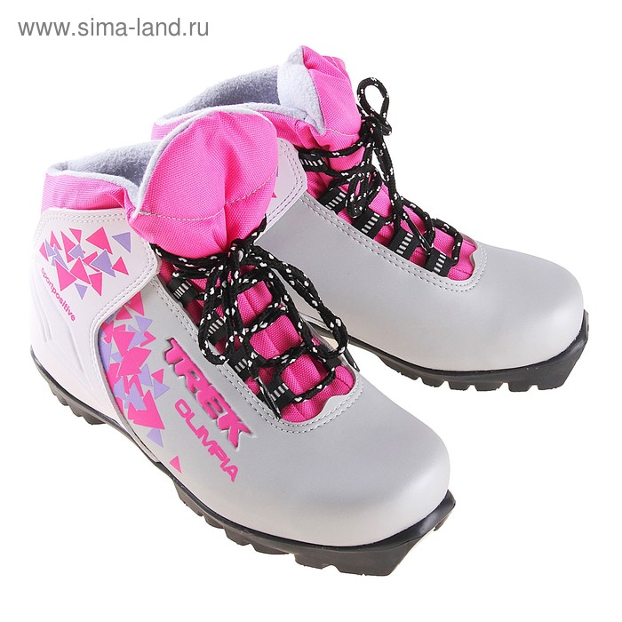 Ботинки лыжные TREK Olimpia NNN ИК, цвет серебристый, лого розовый, размер 41