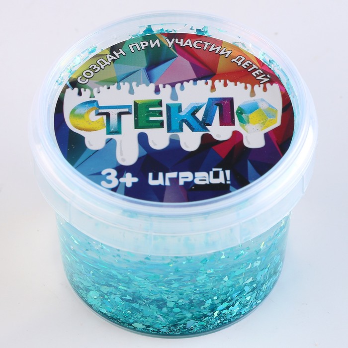 Слайм «Стекло», с бирюзовыми блёстками, слюда, 100 г - Фото 1