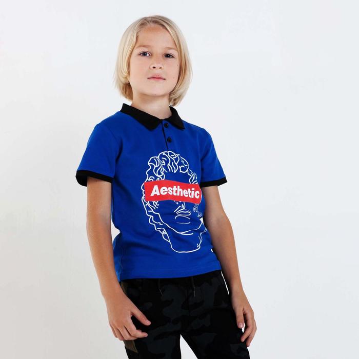 Футболка-поло для мальчика, цвет василёк, рост 122 см (7 лет) - Фото 1
