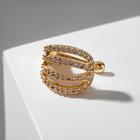 Серьга "Кафф" яркая классика, выпуклые звенья, цвет белый в золоте - фото 25631379