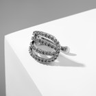 Серьга «Кафф» яркая классика, выпуклые звенья, цвет белый в серебре - фото 45551364