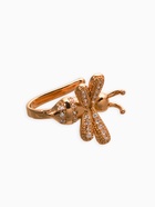 Серьга кафф «Пчела», белая в золоте - Фото 4