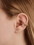 Серьга кафф «Пчела», белая в золоте - Фото 2