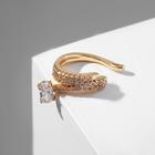 Серьга "Кафф" яркая классика со стразом, цвет белый в золоте - фото 25674467